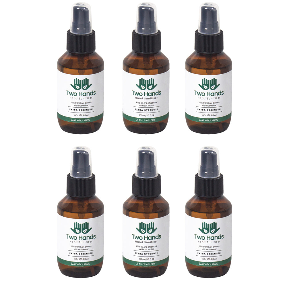 6PK Two Hands 100ml Hand Sanitiser Mist Spray Extra Strength