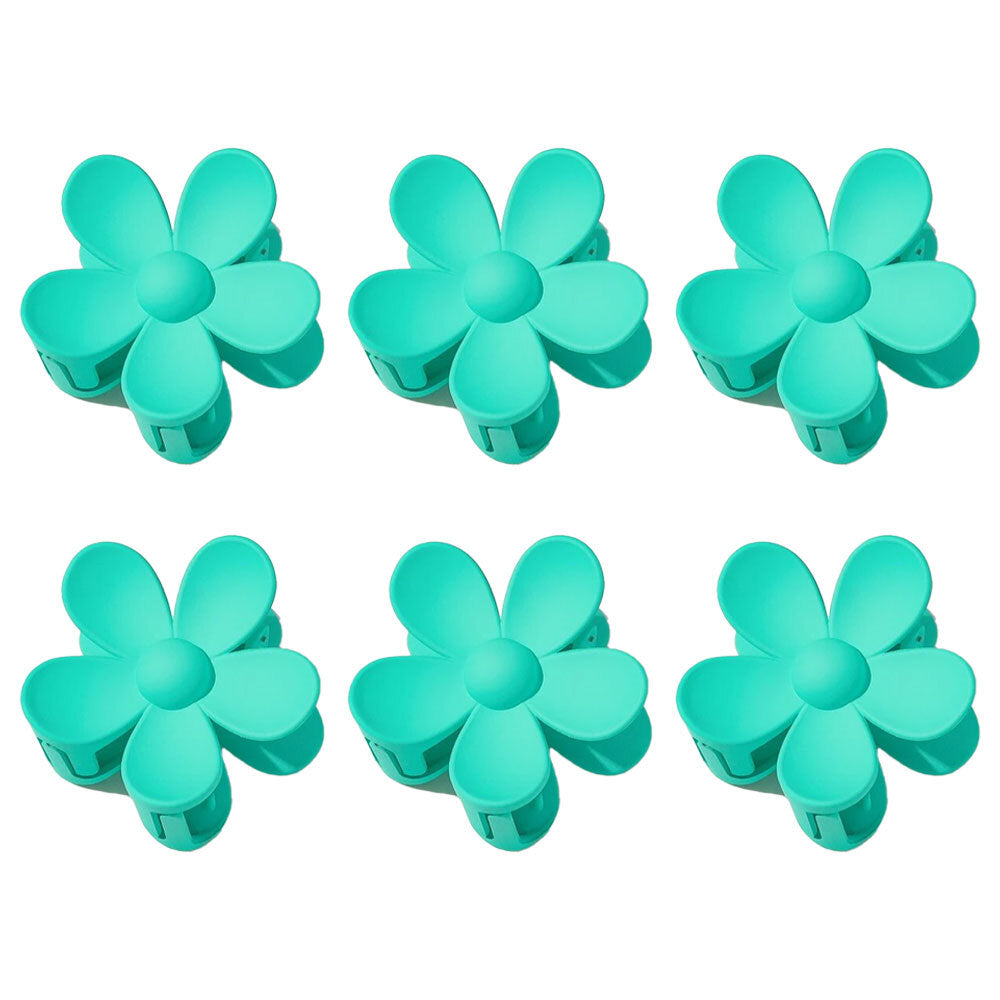 6PK Kids/Children Non-Slip Plastic Flower Claw Hair Clip 7x7cm - Assorted
