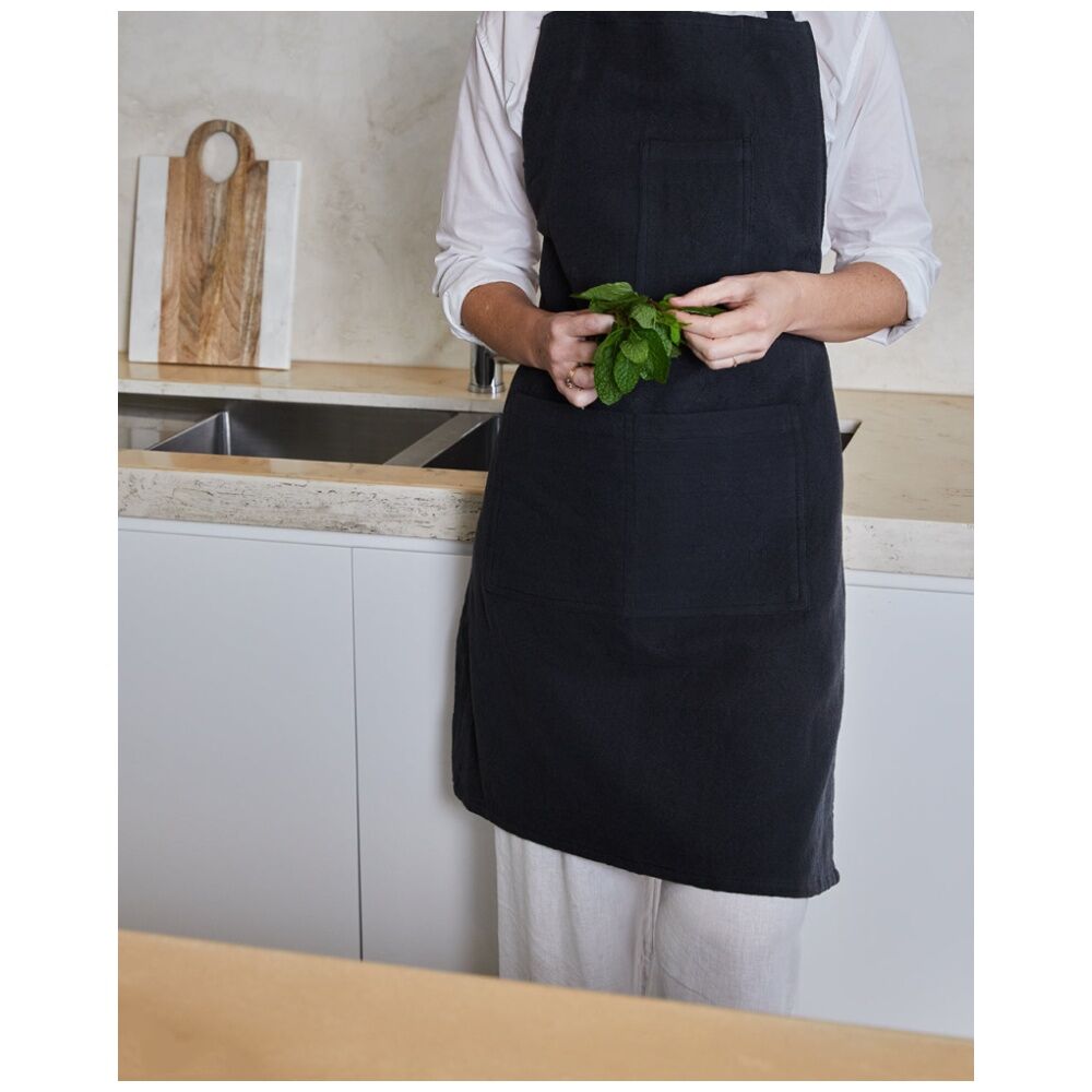 J.Elliot Home Jules Cotton Linen Kitchen Apron 83x68x0.3cm Charcoal
