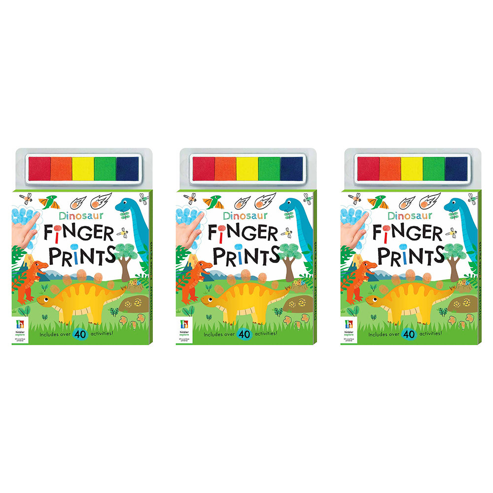3x Kaleidoscope Dinosaurs Finger Prints Childrens Book