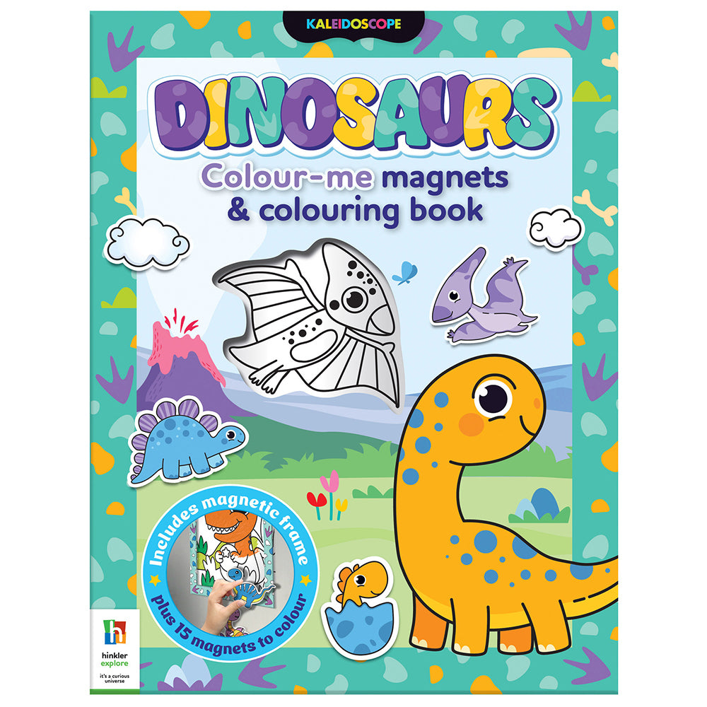 4x Kaleidoscope Dinosaurs Colour-Me Magnets Childrens Colouring Book 3y+