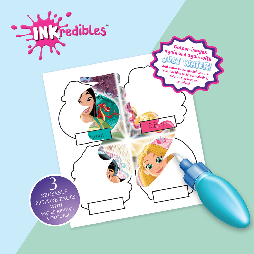 3PK Inkredibles Disney Princess Mess Free Water Wonder Activity Book 3y+