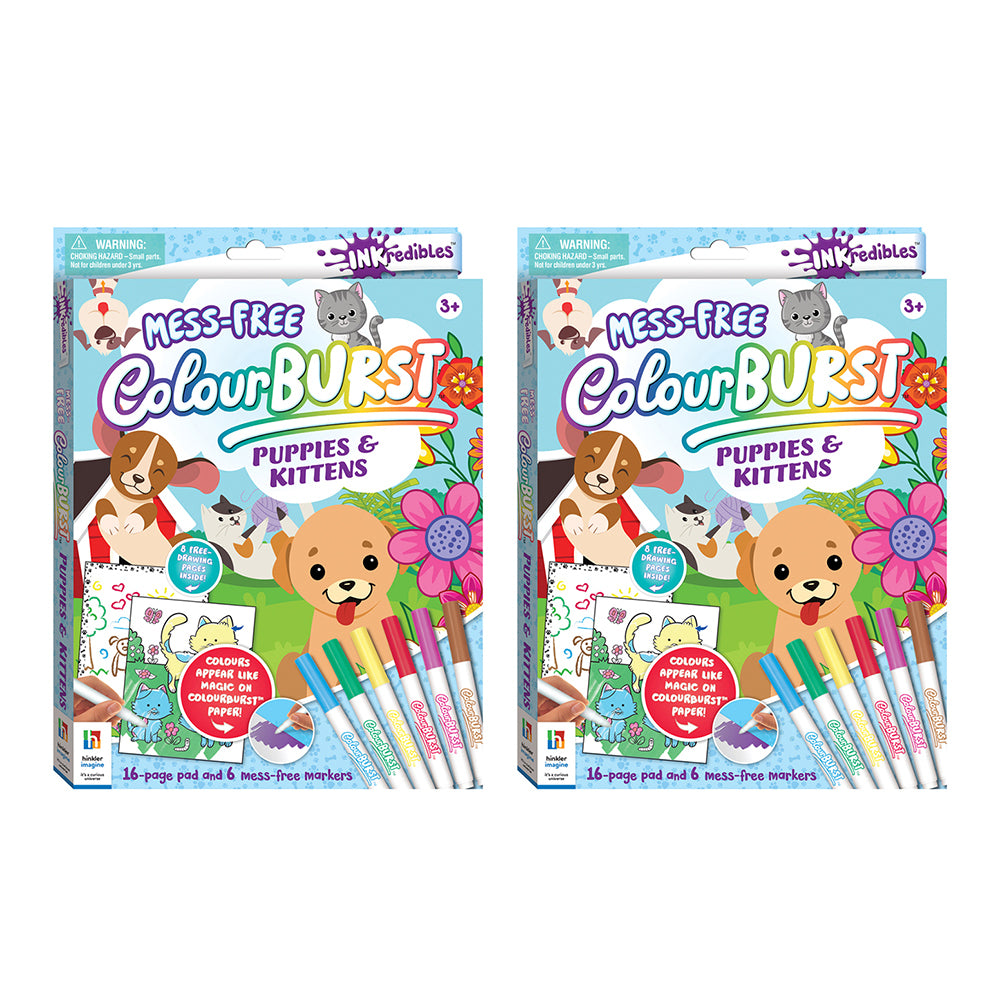 2PK Inkredibles Mess Free Colour Burst Puppies & Kittens Activity Book 3-6y
