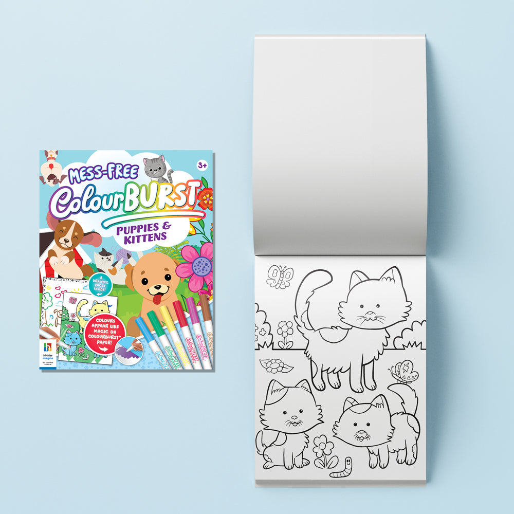 2PK Inkredibles Mess Free Colour Burst Puppies & Kittens Activity Book 3-6y