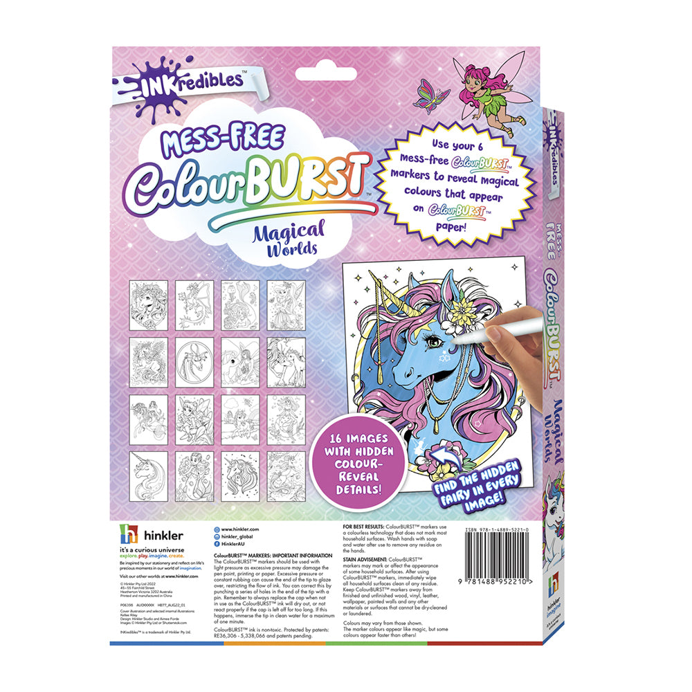 2PK Inkredibles Colour Burst Magical Worlds Kids Colouring Kit 3y+
