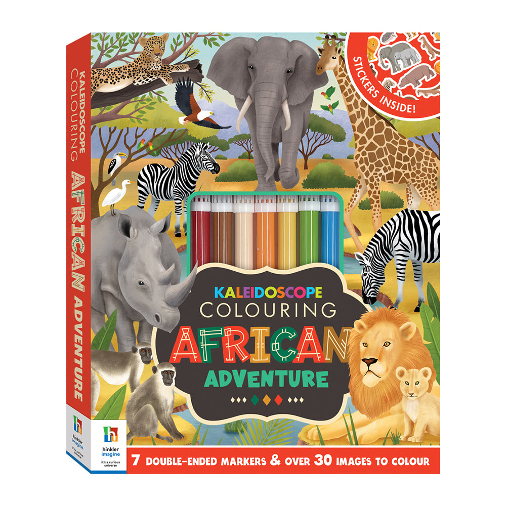 2PK Kaleidoscope Colouring Kit African Adventure Kids Activity Book 6-12y