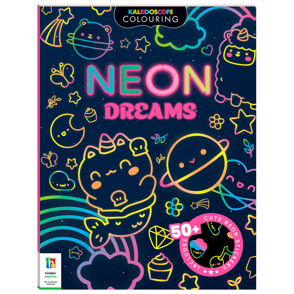 4x Kaleidoscope Sticker Colouring Neon Dreams Colouring Book 6y+