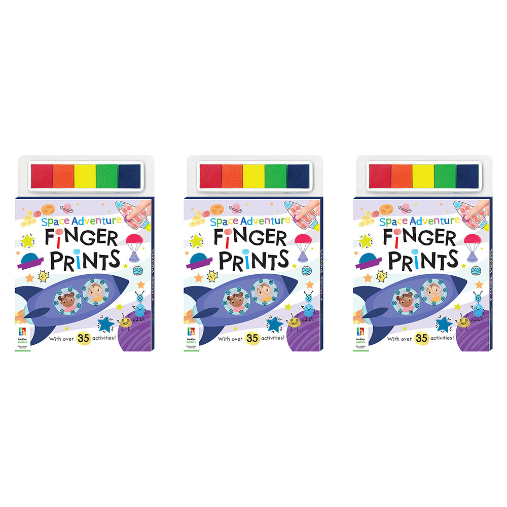 3x Kaleidoscope Space Adventure Finger Prints Kids Finger Painting Book 3y+