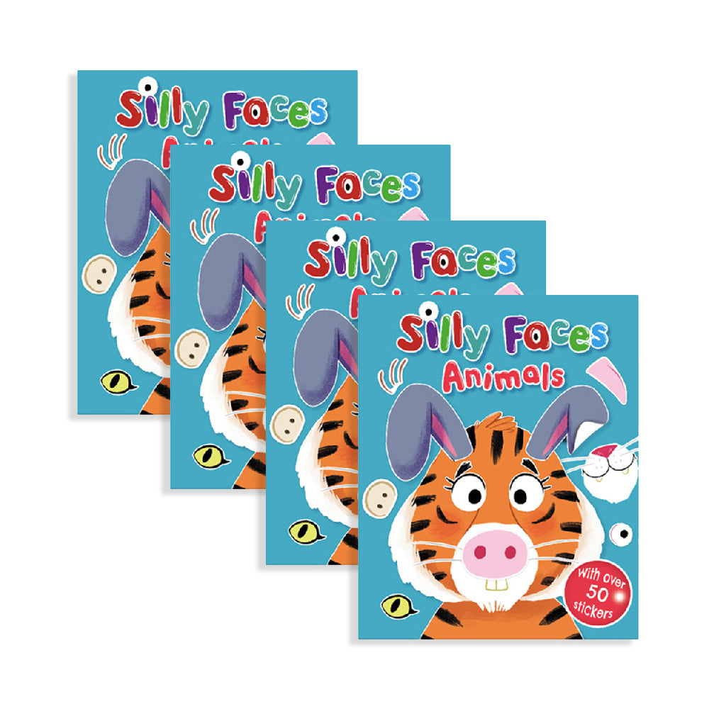 4x Bookoli Silly Faces Animals Kids Sticker Activity Book