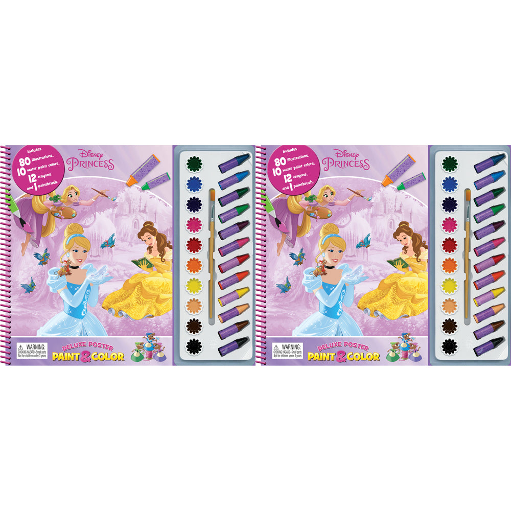 2PK Disney Princess Kids/Children Deluxe Poster Paint & Color 3y+