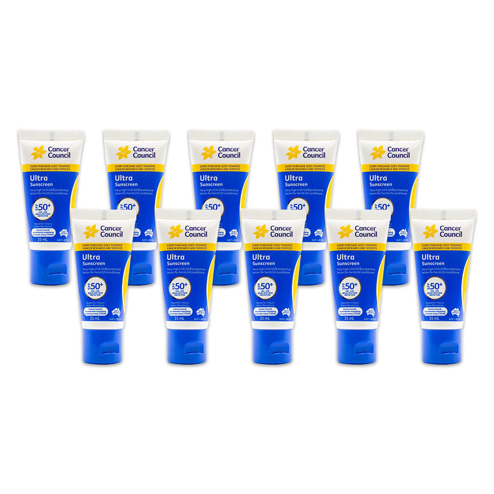 10PK Cancer Council 35ml Ultra Sunscreen SPF50+ Body Lotion