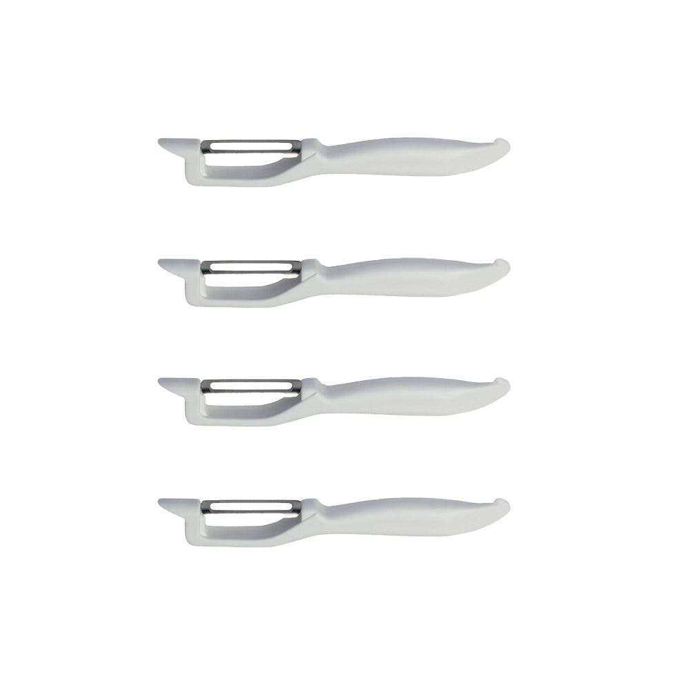 4x Cuisena Plastic/Stainless Steel Comfort Swivel Peeler - White