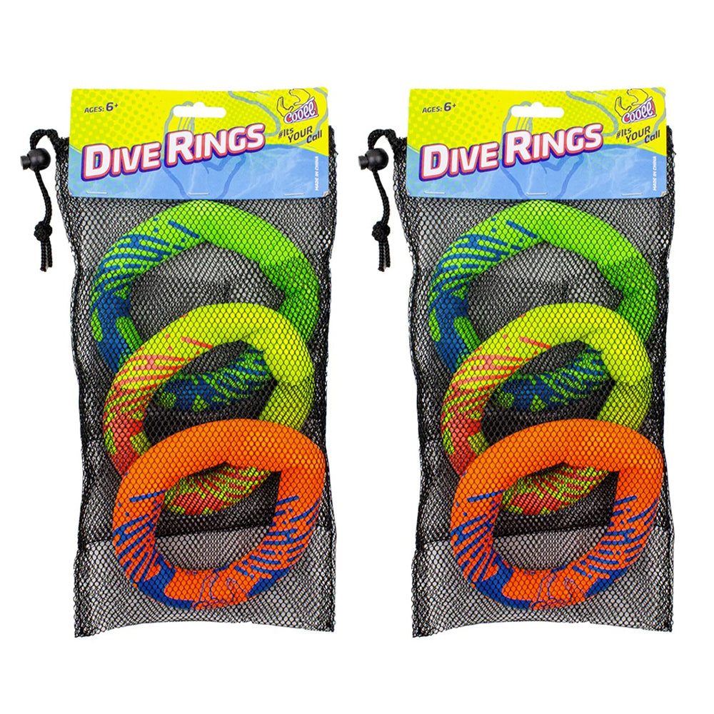 2x 3pc Cooee Neoprene Swimming Pool Round Dive Rings 16cm