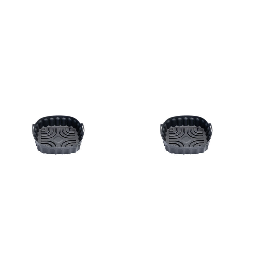 2PK Cuisena Air Fryer Silicone Square Basket Black 18.5cm