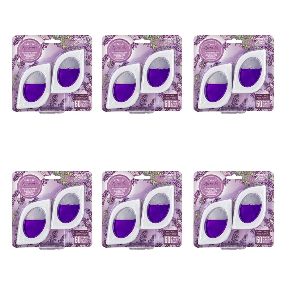 6x 2pc Air Fusion Car Vent Clip Air Freshener 7.5ml - Lavender