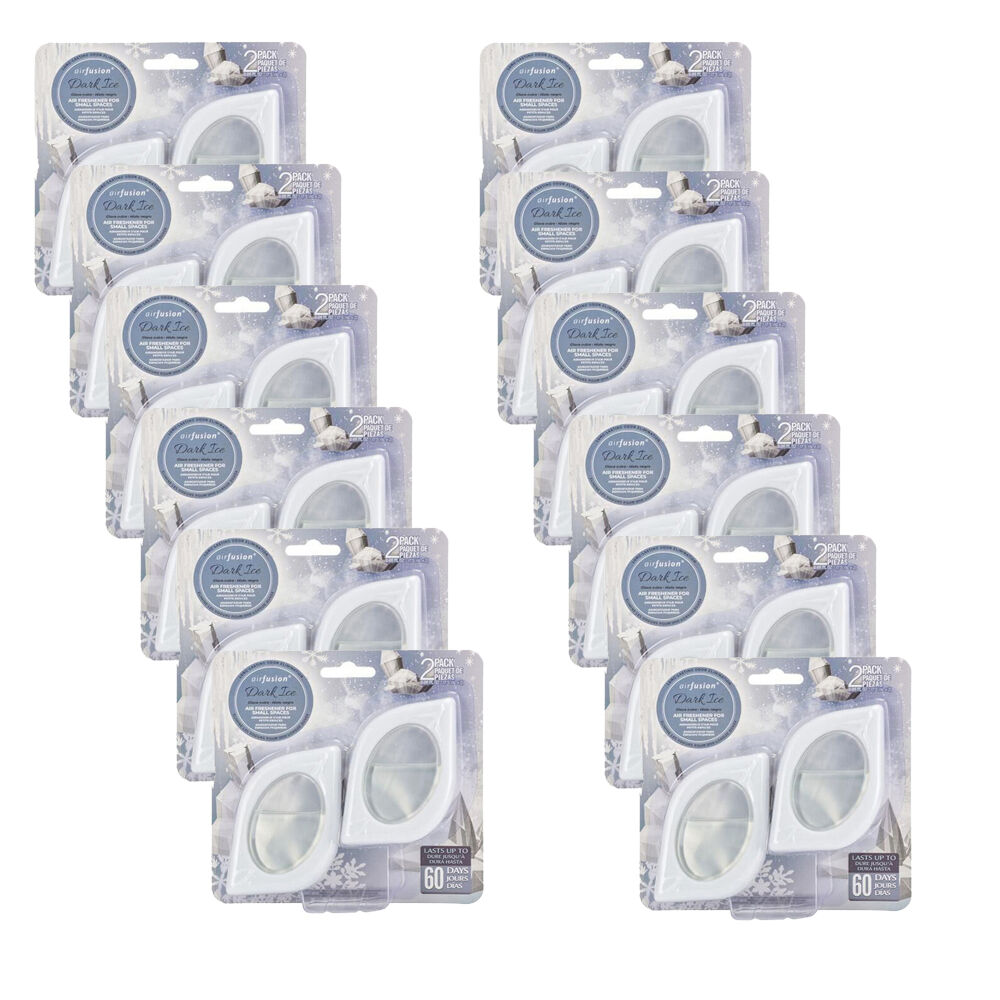 12x 2pc Air Fusion Car Vent Clip Air Freshener 7.5ml - Black Ice