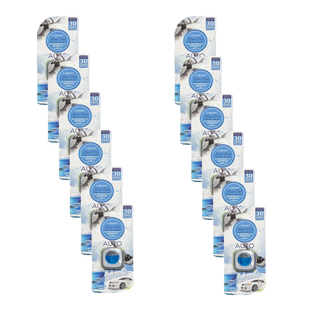 12PK Air Fusion Car/Automotive Air Freshener Vent Clip 4ml - New Car