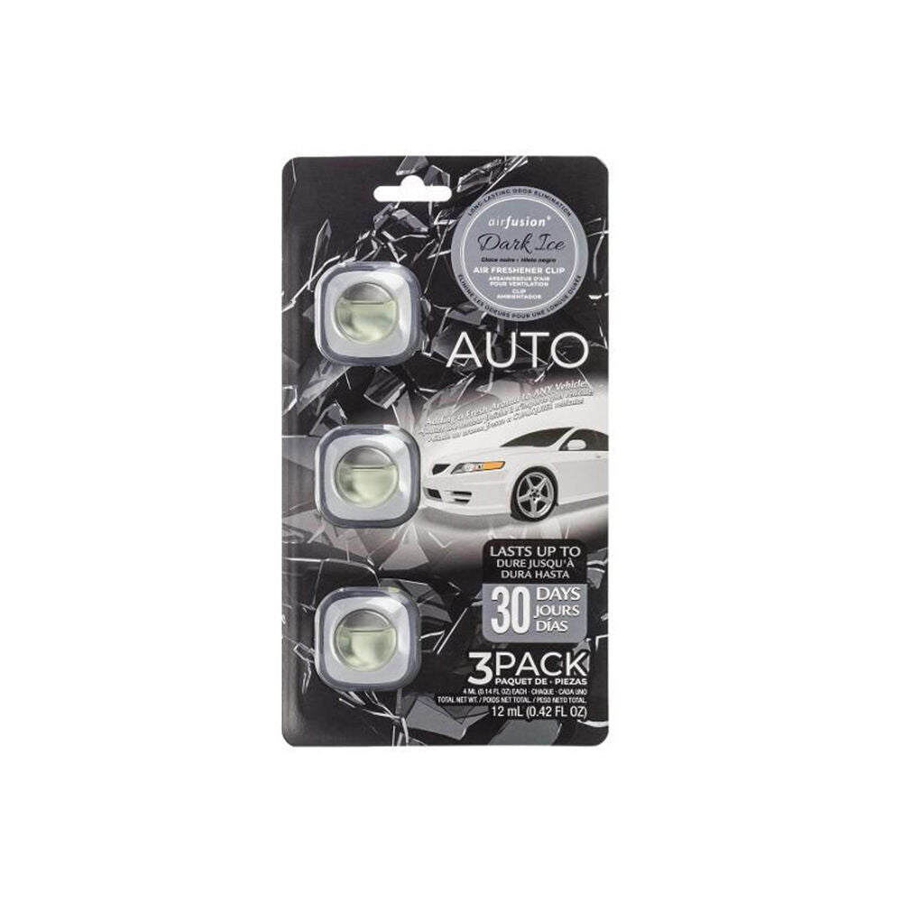 12x 3pc Air Fusion Car/Automotive Air Freshener Vent Clip 4ml - Black Ice