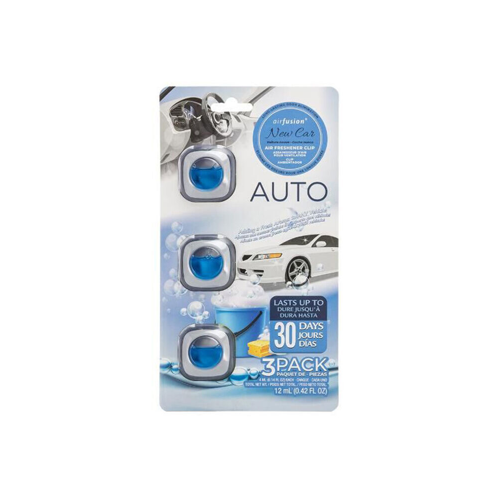 12x 3pc Air Fusion Car/Automotive Air Freshener Vent Clip 4ml - New Car