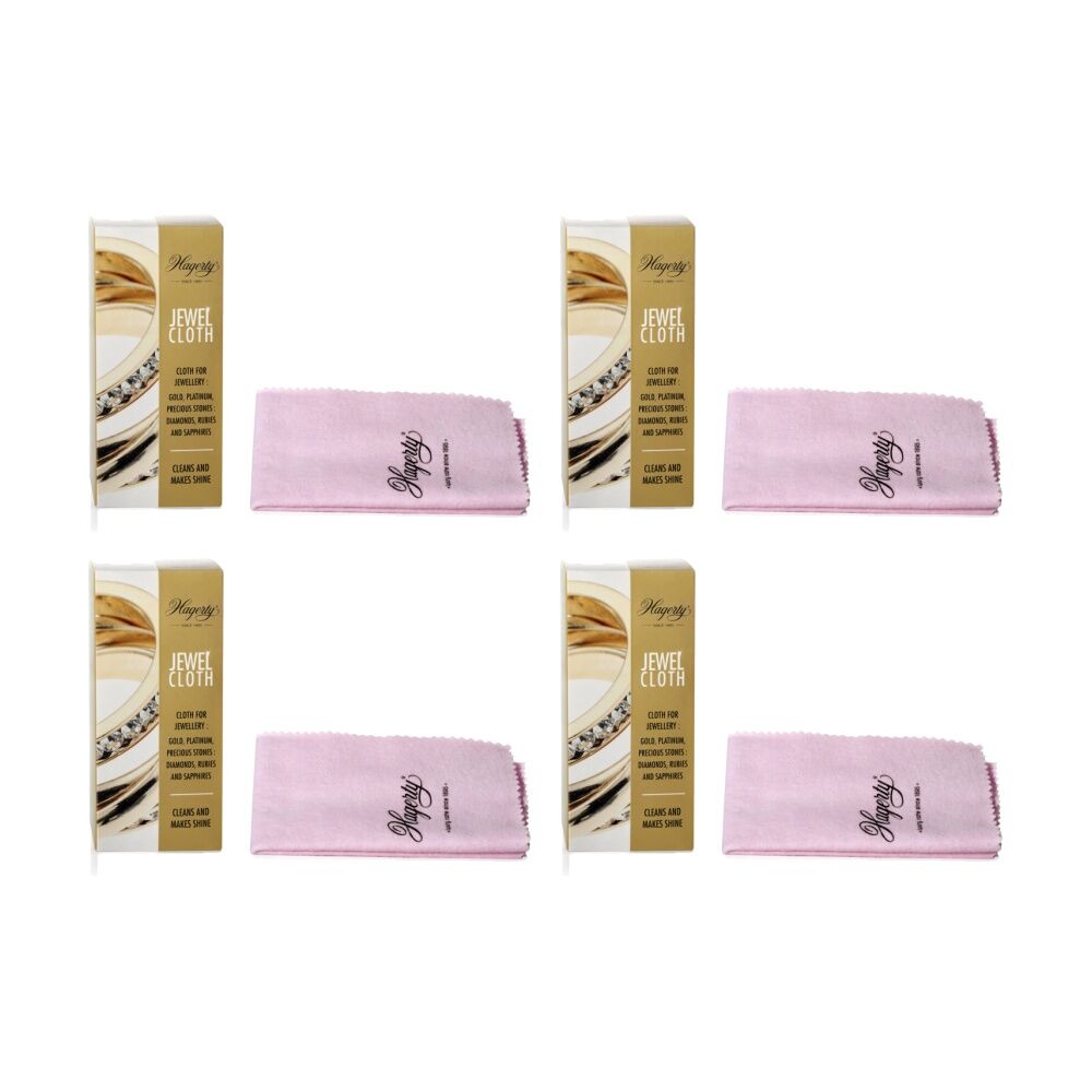 4PK Hagerty Jewel Cleaning/Polishing Cloth Jewellery Care Accessory 30x24cm