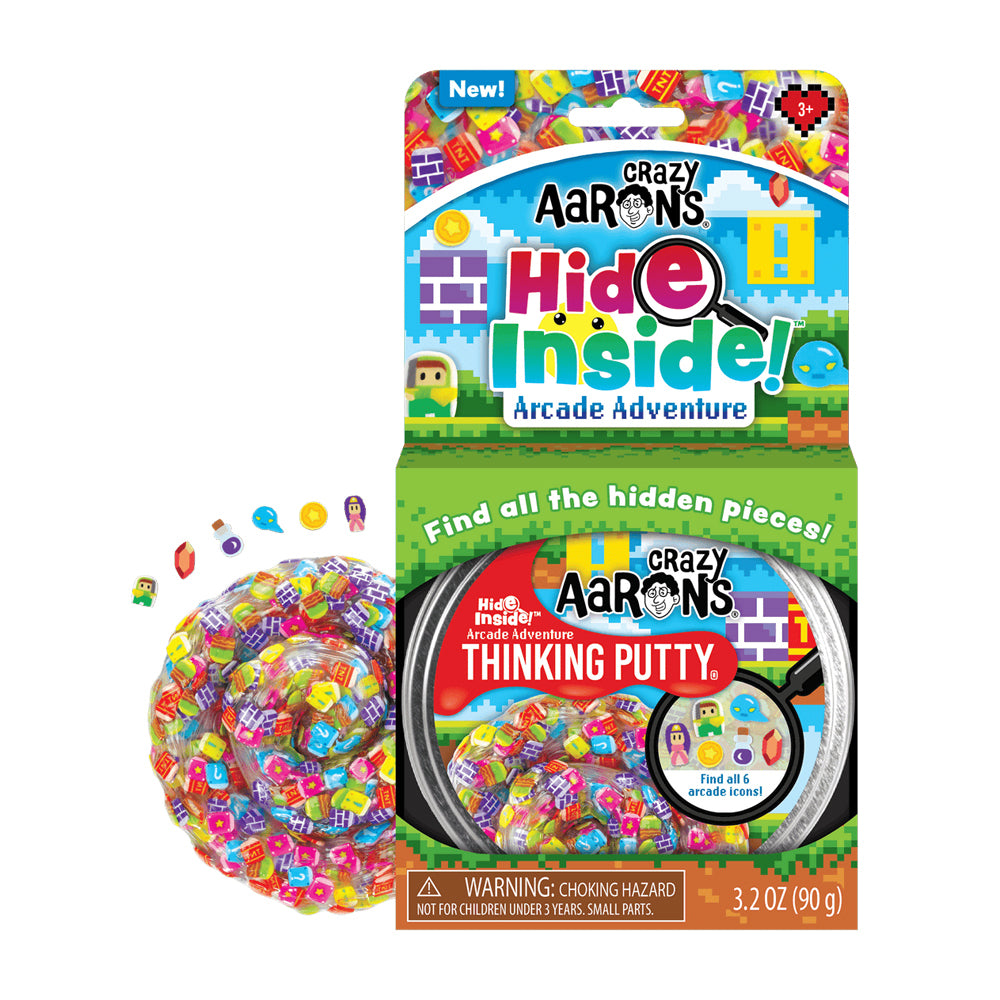 2PK Crazy Aarons Thinking Putty Arcade Adventure Hide Inside Toy 10cm 3y+