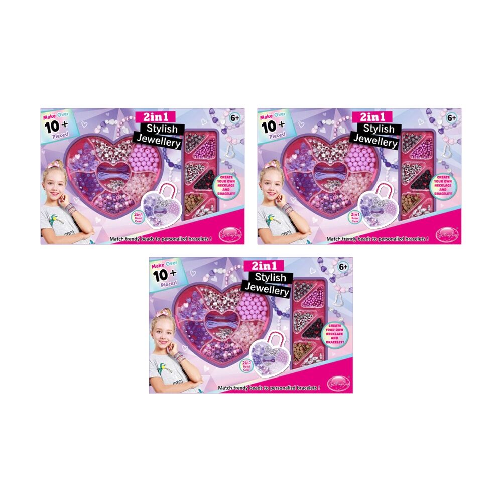 3PK ABT Kids 2-in-1 Jewellery Necklace & Bracelet Set Assorted