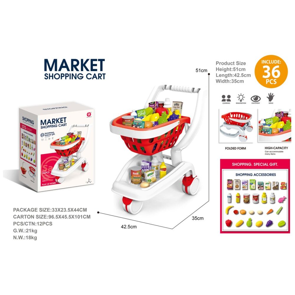 36pc ABT Shopping Cart Playset Kids Imaginative Toy Set 3Y+
