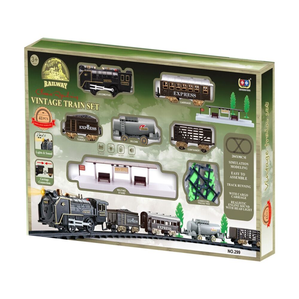 39pc ABT Kids Vintage Train Set Electric With Lights And Sounds 3Y+