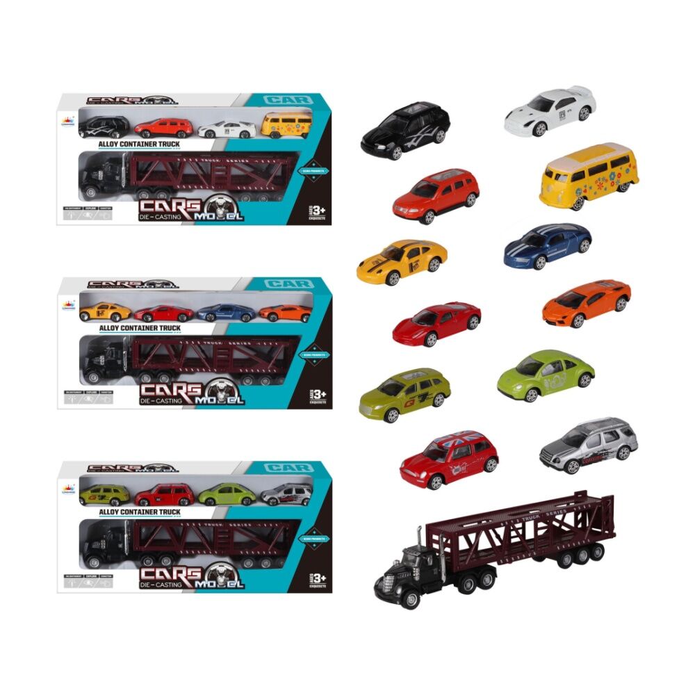 5pc ABT Kids Diecast Car Container Carrier Set W/ Four Cars Assorted