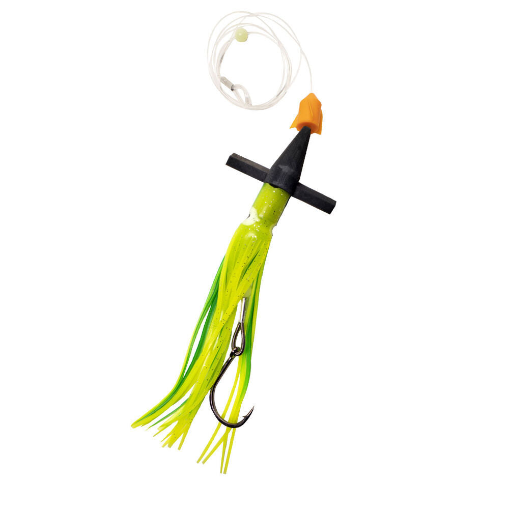2PK Sea Pro Rocket Teaser Rigged Skirt Offshore Trolling Teaser 9 In - Green