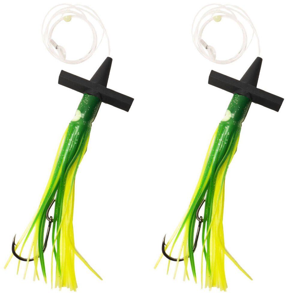 2PK Sea Pro Skirt Teaser Rigged Offshore Trolling Fishing Teaser 9 In - Green
