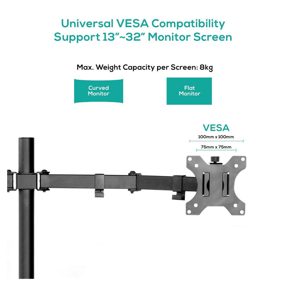Activiva ErgoLife 13"~32" Dual Monitor Screen Double Joint Monitor Arm
