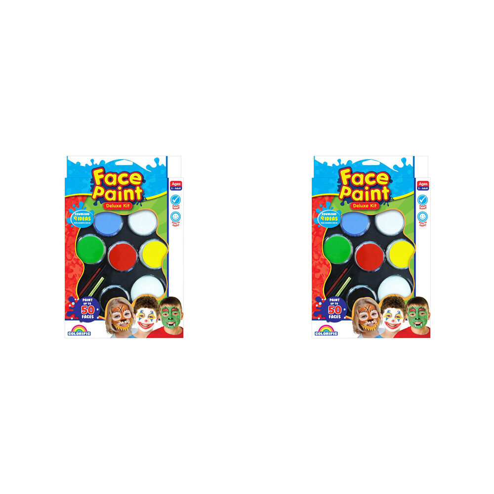 2PK Colorific Face Paint Deluxe Kit Washable Kids 3y+