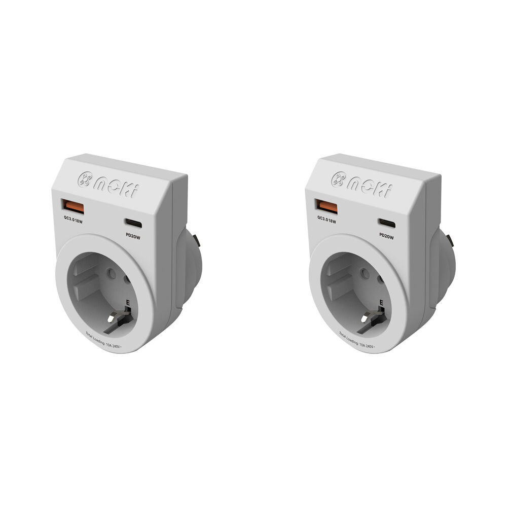 3PK Moki Travel Adaptor Plus Inbound EU to AU/NZ with Type-C & USB-A