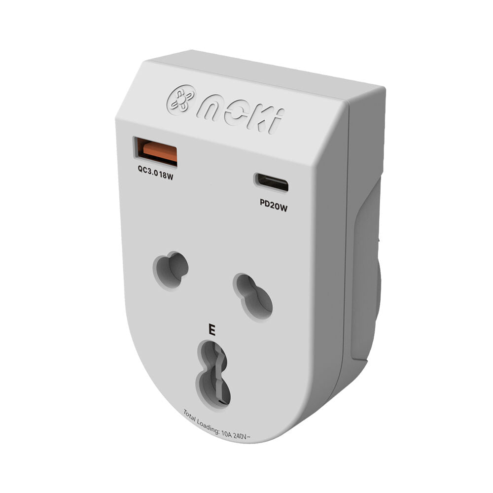 2PK Moki Travel Adaptor Plus Inbound India to AU/NZ with Type-C & USB-A