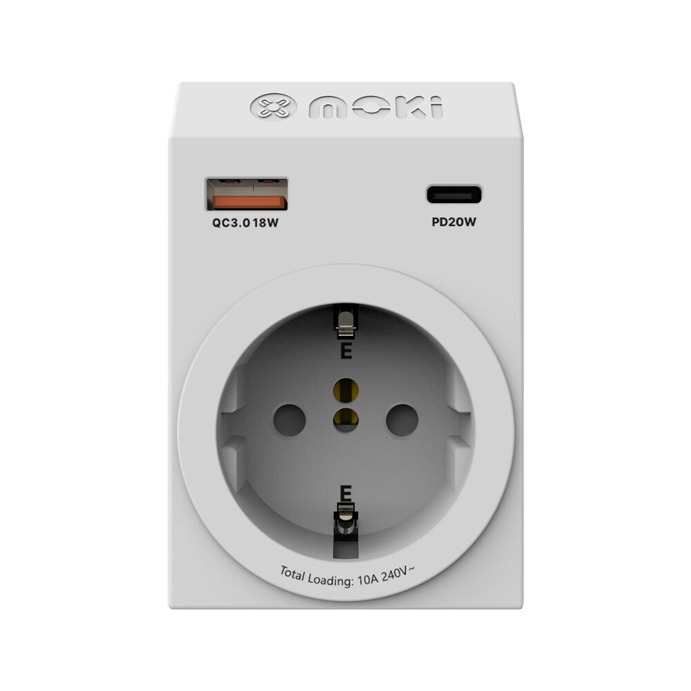 Moki Travel Adaptor Plus Inbound Universal to AU/NZ with Type-C & USB-A