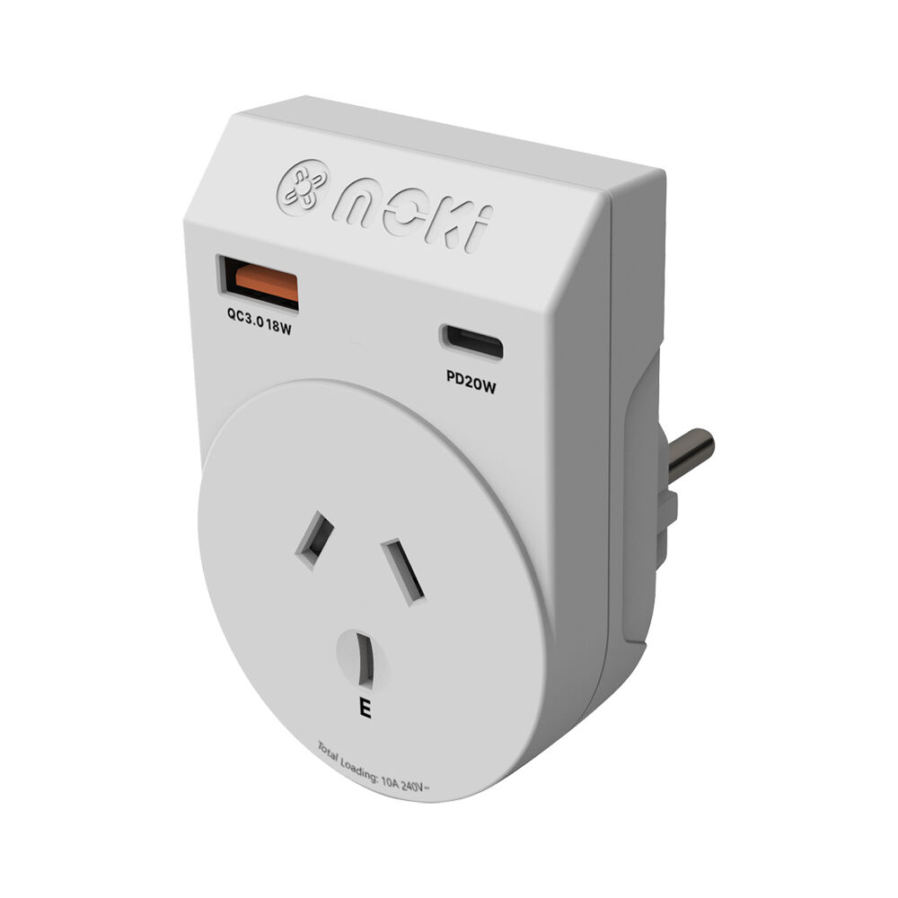 Moki Travel Adaptor Plus Outbound AUS/NZ to EU with Type-C & USB-A