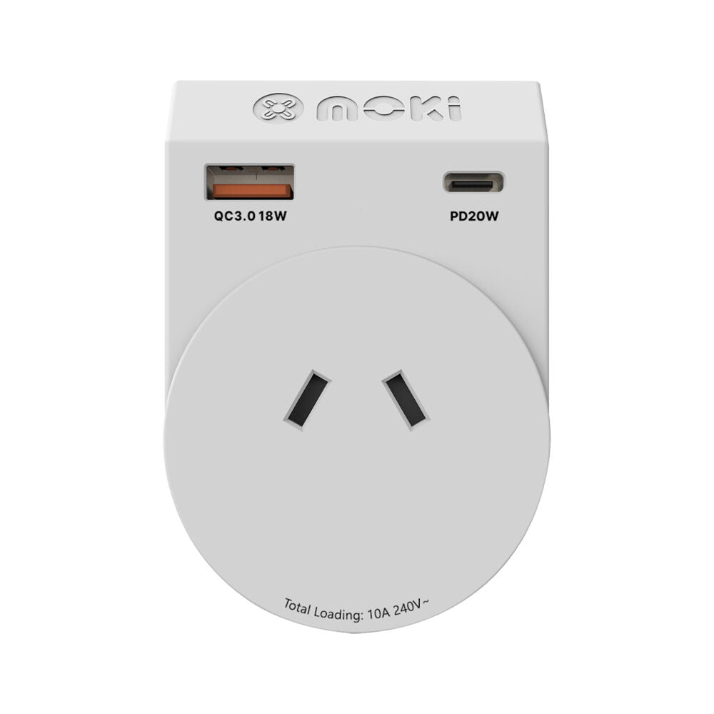 Moki Travel Adaptor Plus Outbound AUS/NZ to Japan with Type-C & USB-A