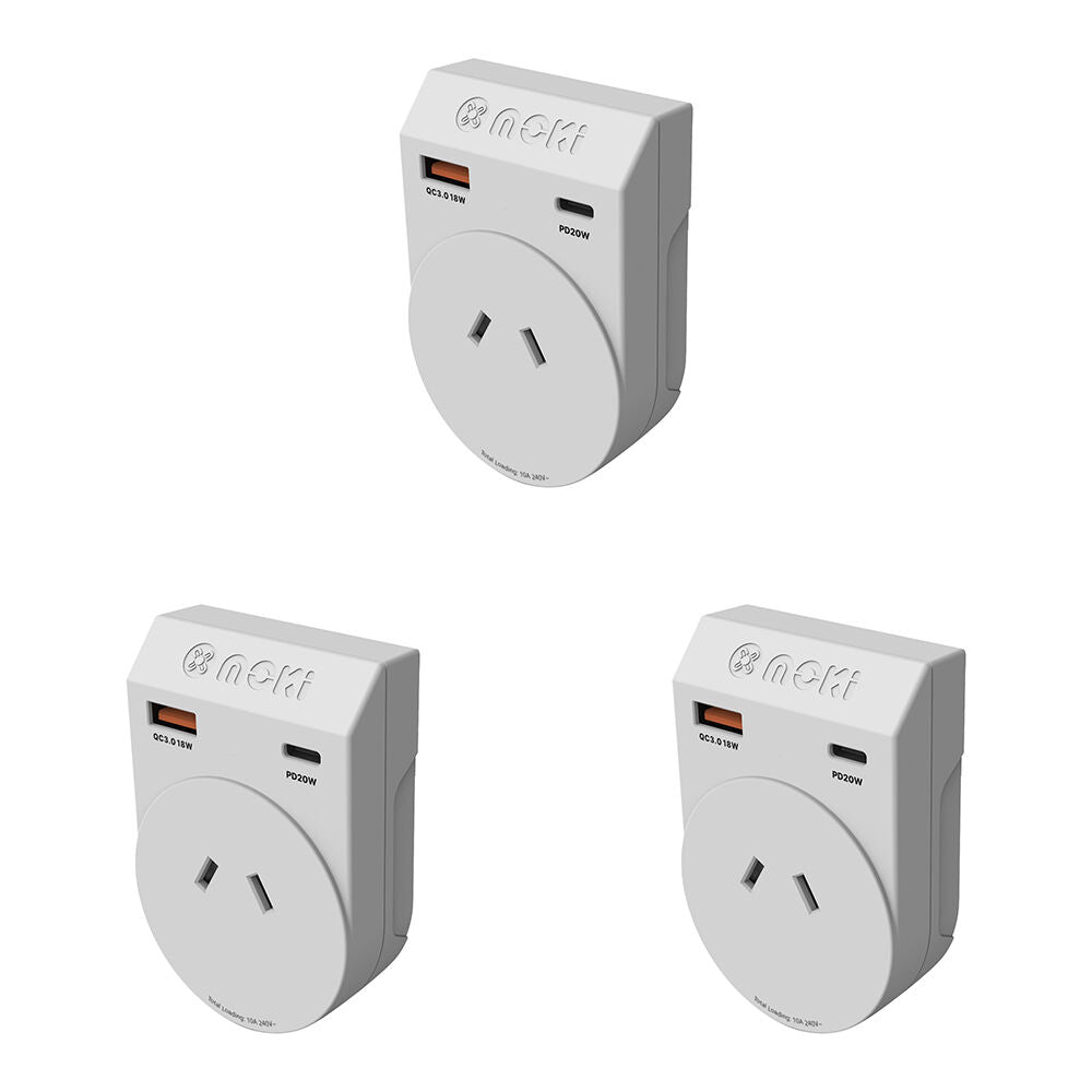 3PK Moki Travel Adaptor Plus Outbound AUS/NZ to Japan with Type-C & USB-A