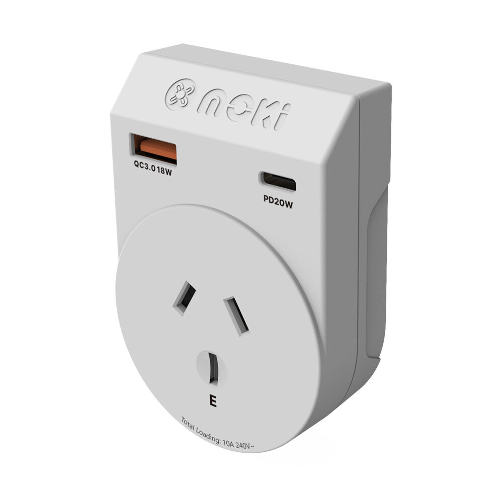 Moki Travel Adaptor Plus Outbound AU/NZ to US with Type-C & USB-A