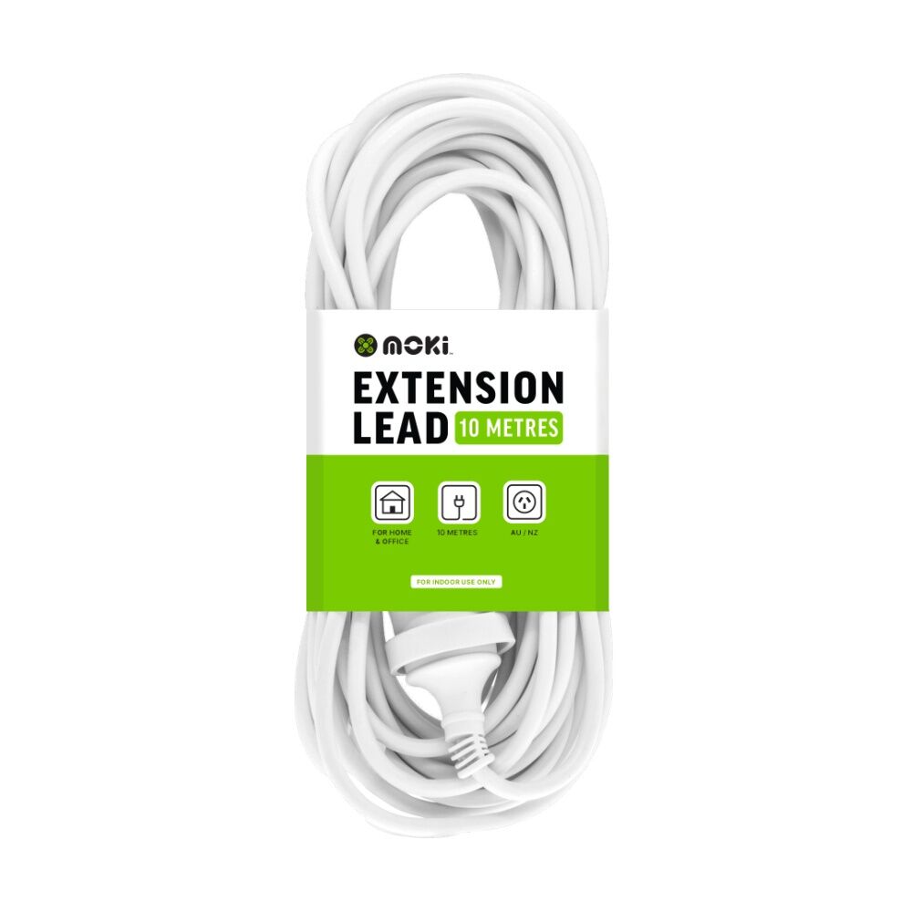4PK Moki AU/NZ Long Extension Power Lead Cord for Indoor Home/Office 10m