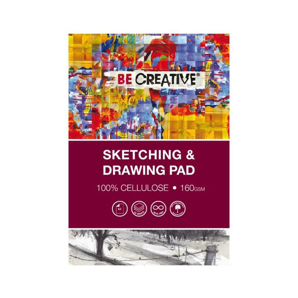 3PK Be Creative 100% Acid-Free Cellulose Drawing White Paper Pad 160gsm A3