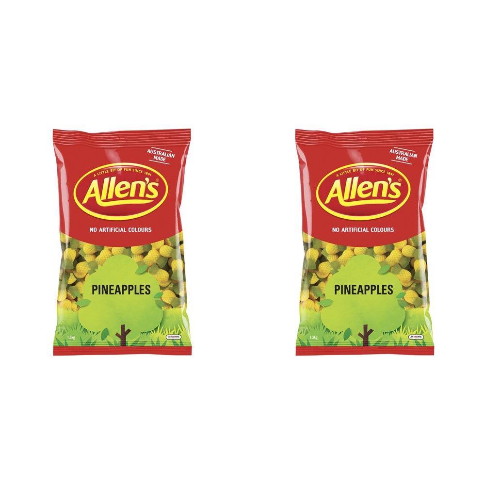 2PK Allens Pineaapples Large Soft Chew Lolly/Candy Bag 1.3kg