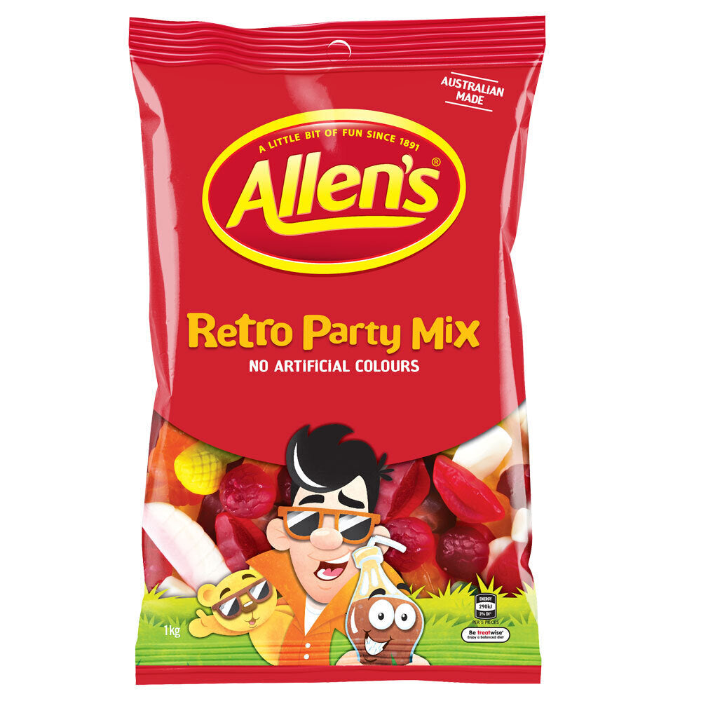 2PK Allen's 1kg Retro Party Mix Lolly Bag