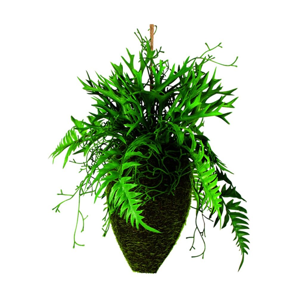 Maine & Crawford 31cm Faux Moana Kokedama Hanging Fern Artificial - Green