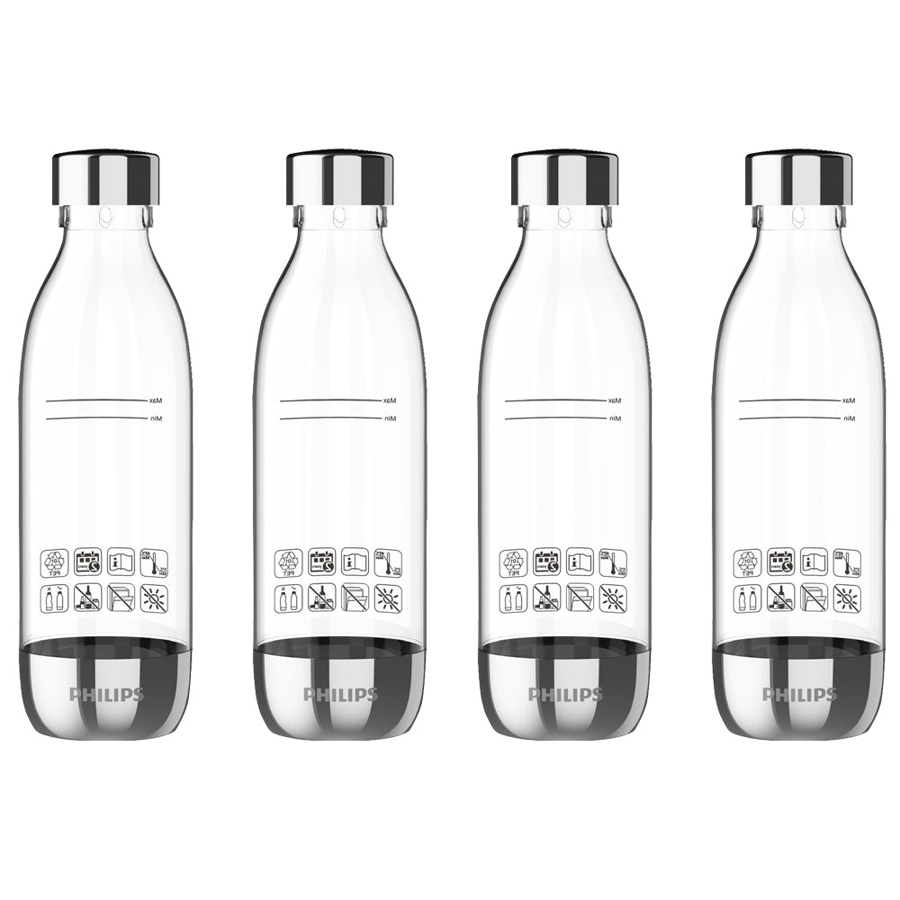 2x 2pc Philips Carbonating 0.5L Twin Reusable Water Bottles