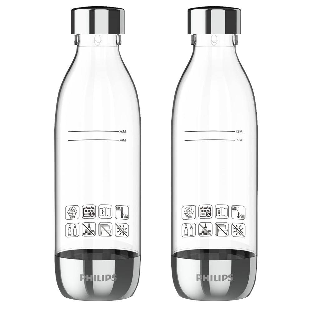 2x 2pc Philips Carbonating 0.5L Twin Reusable Water Bottles