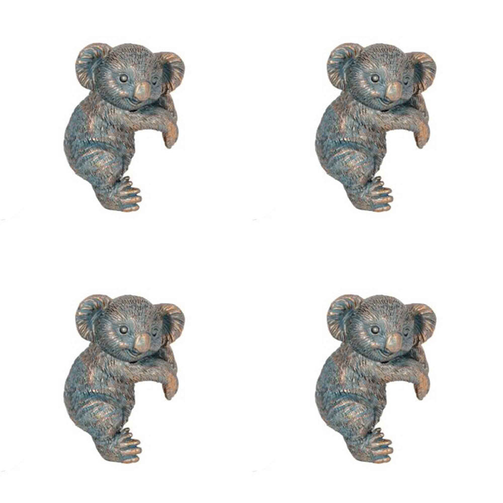 4PK Polyresin Koala Planter Pot Sitter Ornament Aged Brass Assorted