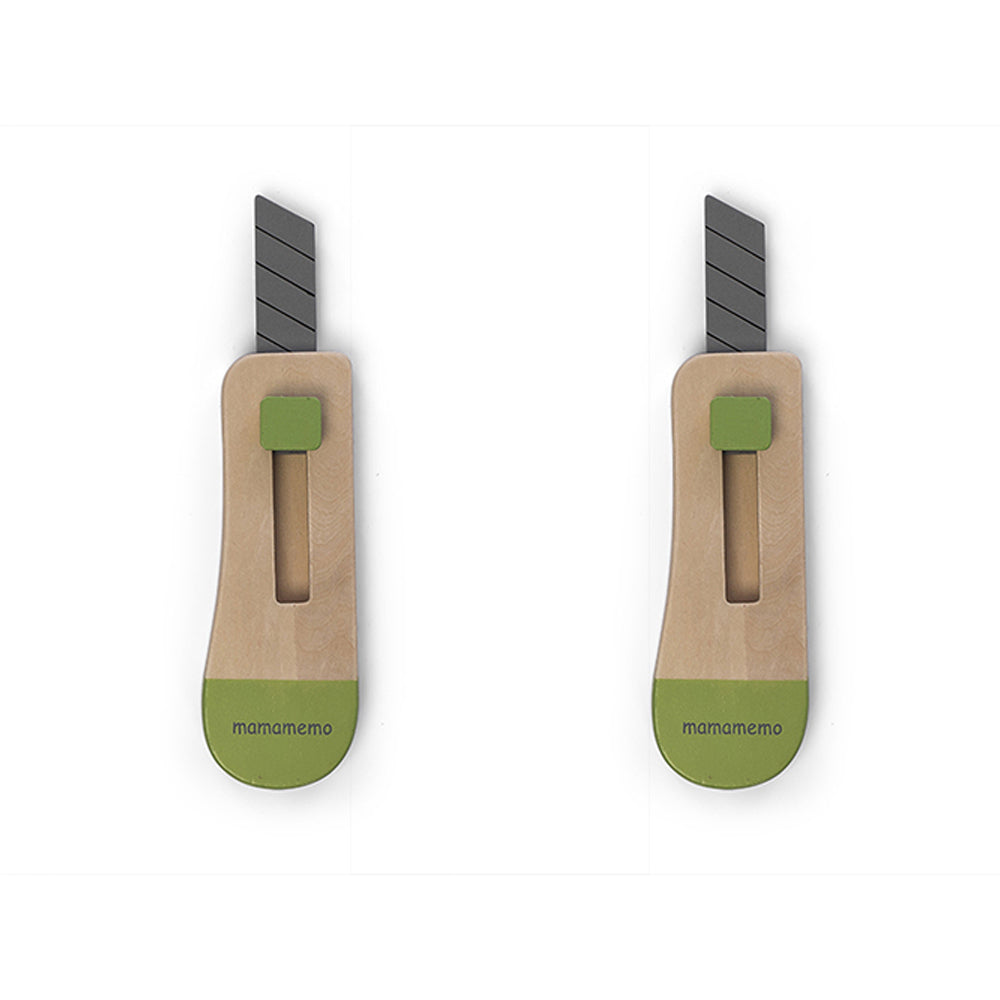2x MamaMemo Workshop Tools Knife Blade/Box Kids/Children Wooden Cutter Toy 3y+