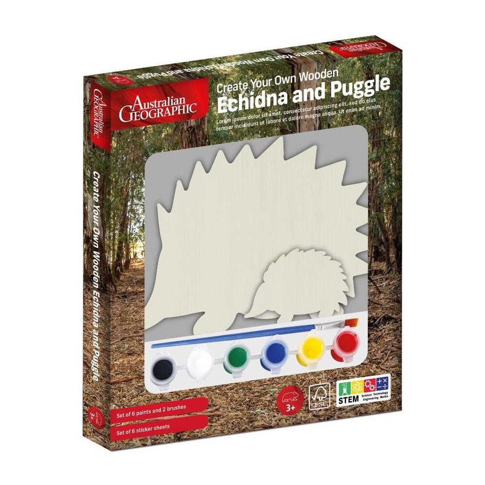 2PK Australian Geographic Create Your Own Wooden Echidna and Puggle Kids Toy 3+